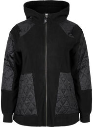 Sportieve fleece jas met capuchon en zakken, Black