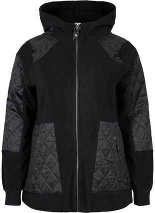Sportieve fleece jas met capuchon en zakken, Black, Packshot image number 0