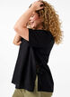 Blouse met korte mouwen van katoenmix met linnen en kanten details, Black, Model image number 2