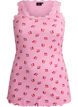 Top met print en kanten rand, Roze, Packshot image number 0