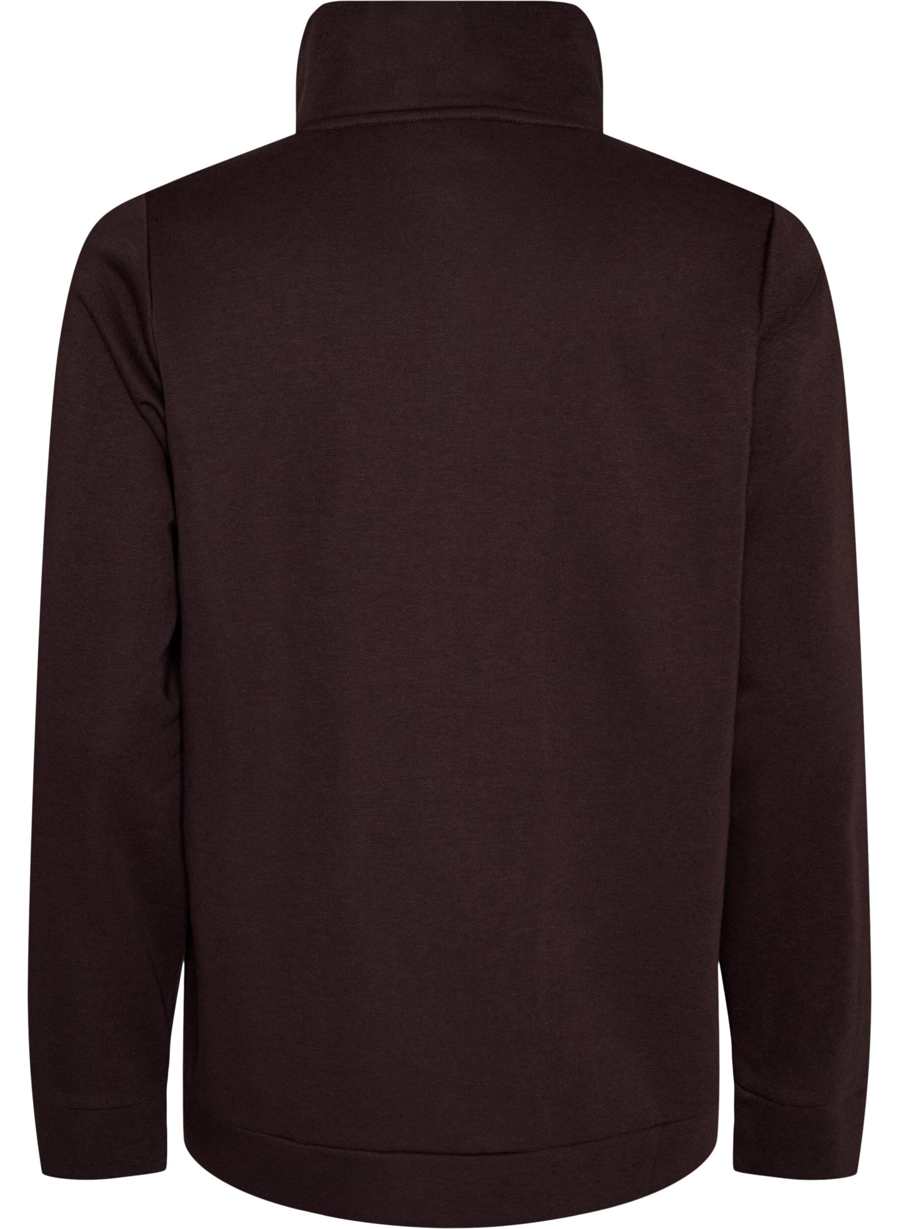 ZizziSweatshirt met hoge kraag en ritssluiting, Bruin, Packshot image number 1