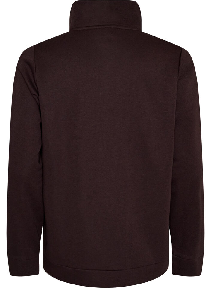 Sweatshirt met hoge kraag en ritssluiting, Bruin, Packshot image number 1