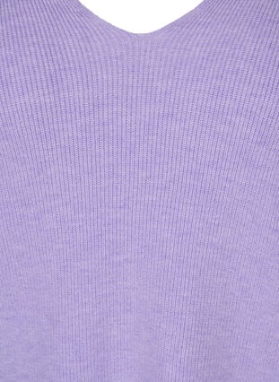 Gebreide top met v-hals en ballonmouwen, Purple Rose Mel, Packshot image number 2