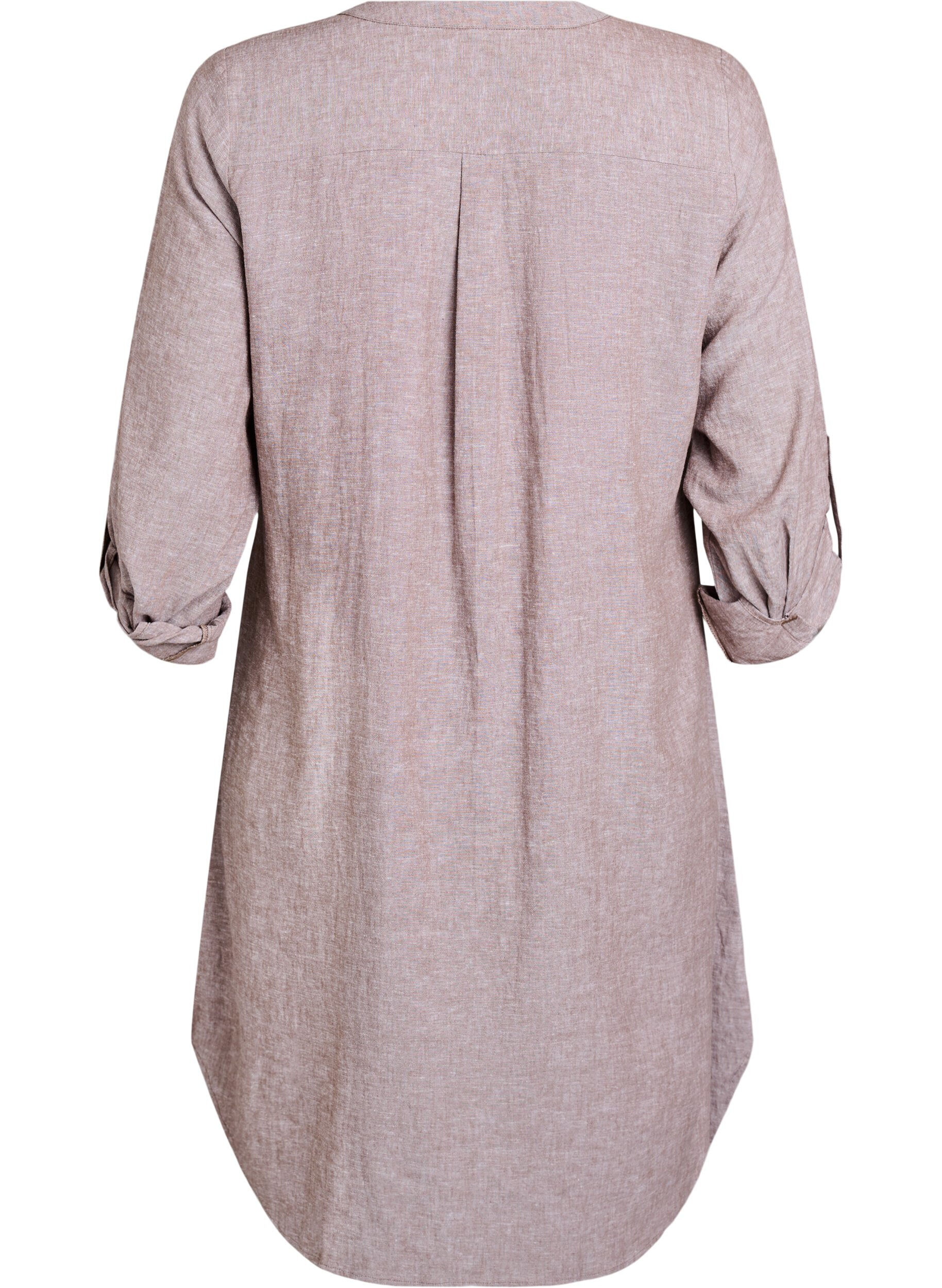 ZizziLang shirt in linnen en viscose, Bruin, Packshot image number 1