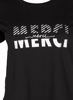 T-shirt met print van biologisch katoen, Black Merci, Packshot image number 2