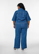 Denim jeans met wijde pijpen en strepen, Blauw, Model image number 1