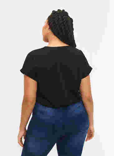 T-shirt met korte mouwen van katoenmix, Black, Model image number 1