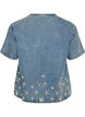 Denim blouse met korte mouwen en broderie anglaise, Blauw, Packshot image number 1