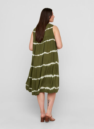 Viscose midi-jurk met print, Ivy Green Batik, Model image number 1