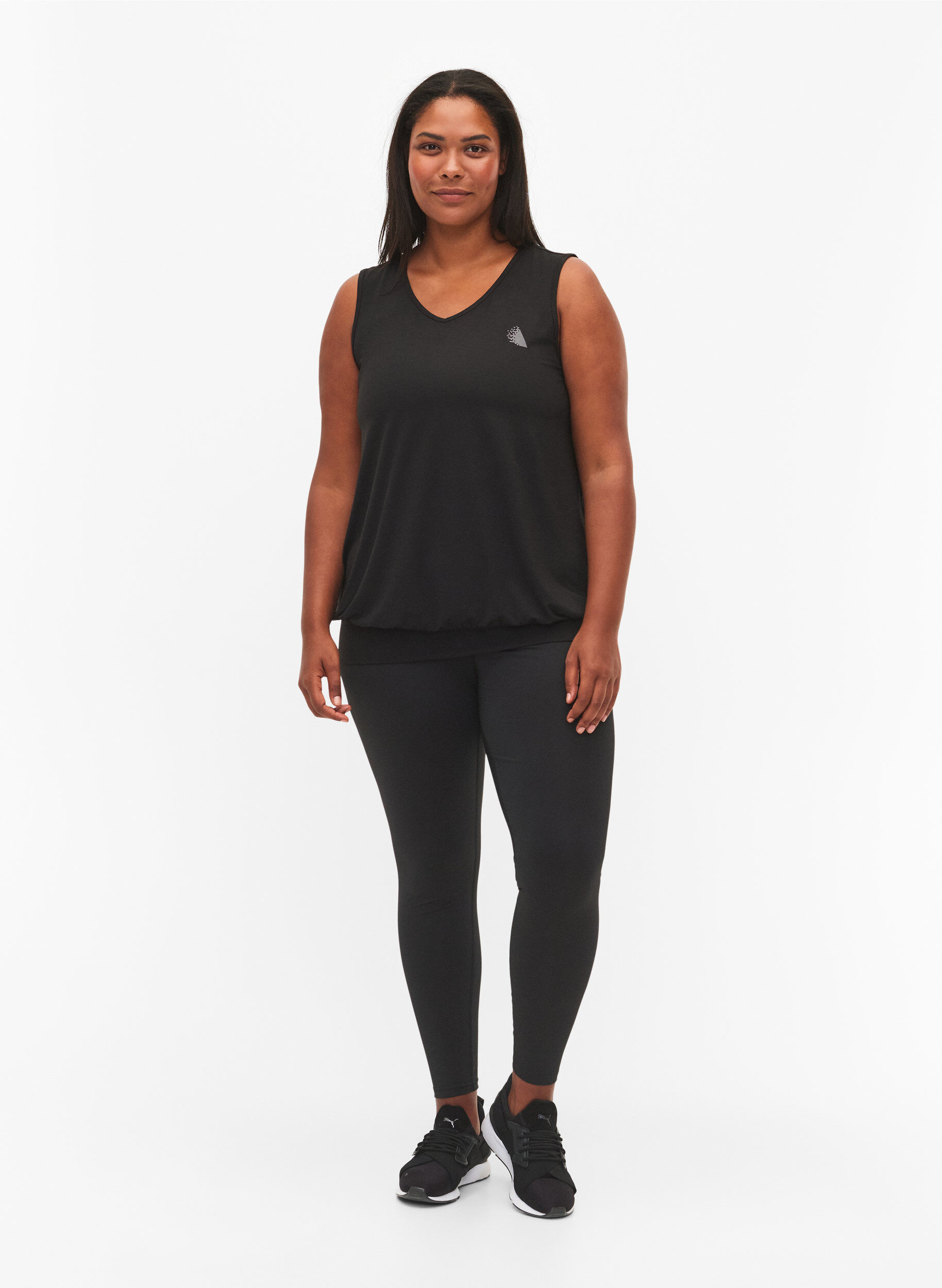 Zizzi Mouwloze trainingstop met balloon fit, Black, Model image number 2
