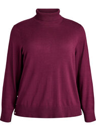 Gebreide blouse met col en knopen aan de zijkant, Donker Bordeaux
