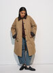Halflange jas met corduroy kraag, Beige, Model image number 0