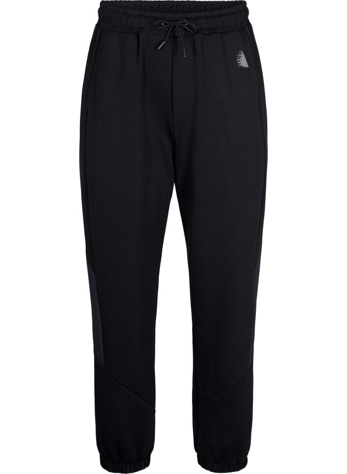 Joggingbroek met textuurdetaillering, Black, Packshot image number 0