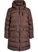 Pufferjas met capuchon en zakken, Bruin, Packshot image number 0