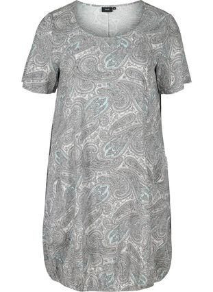 Viscose jurk met print en korte mouwen , Bright Paisley, Packshot image number 0