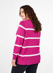 Gebreide viscose blouse met strepen, Roze, Model image number 2