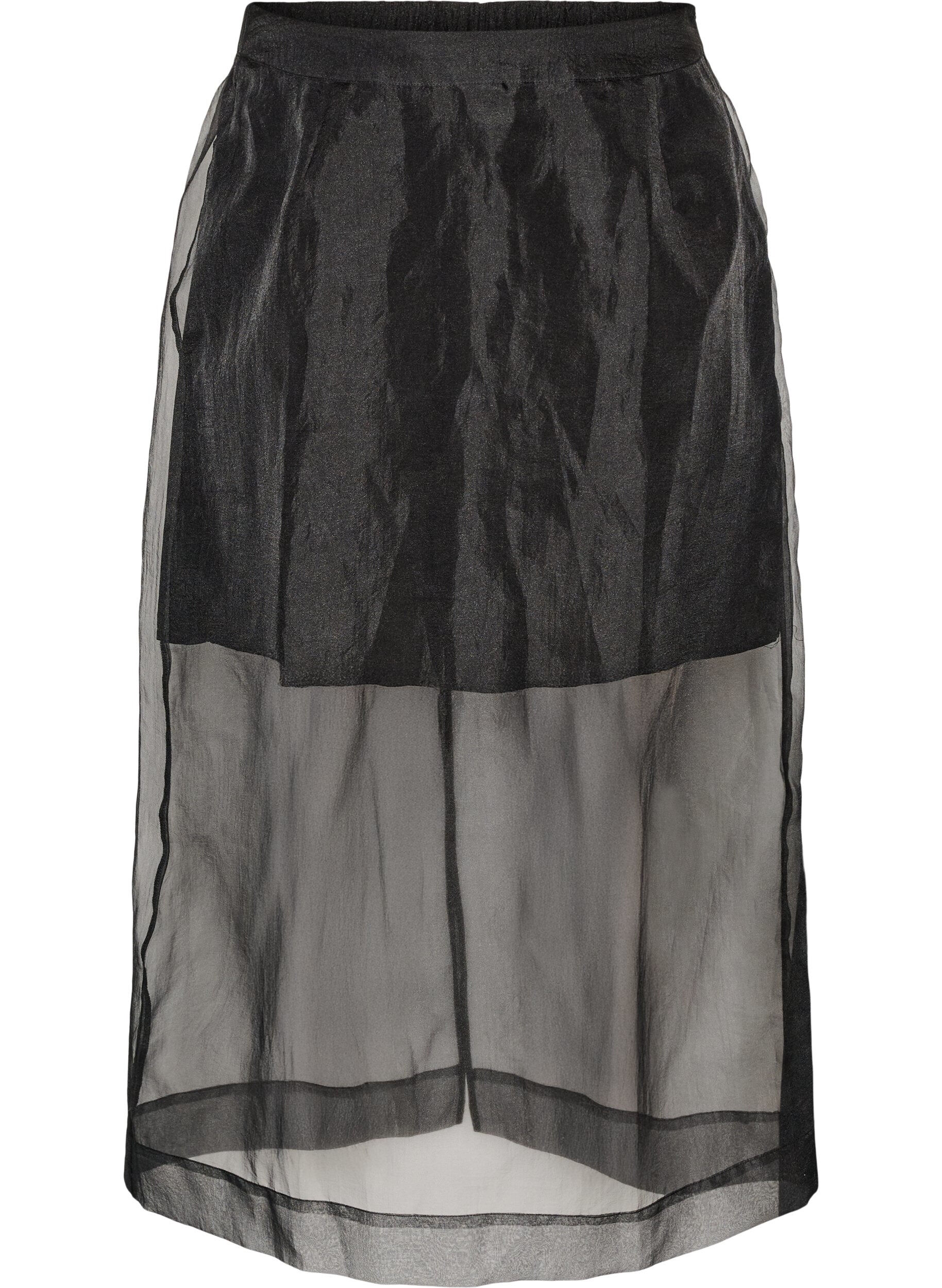 ZizziLange rok in organza-look, Zwart, Packshot image number 0