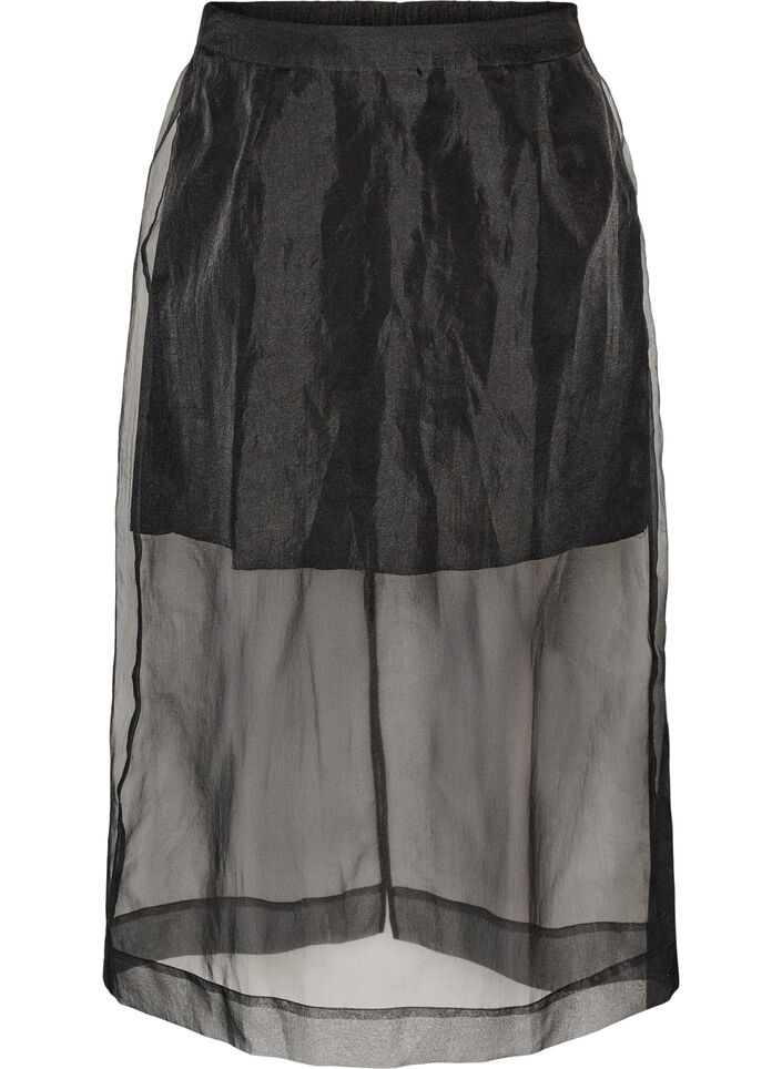 Lange rok in organza-look, Zwart, Packshot image number 0