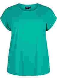 T-shirt met korte mouwen van katoenmix, Emerald Green