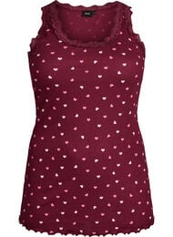 Top met print en kanten rand, Rood