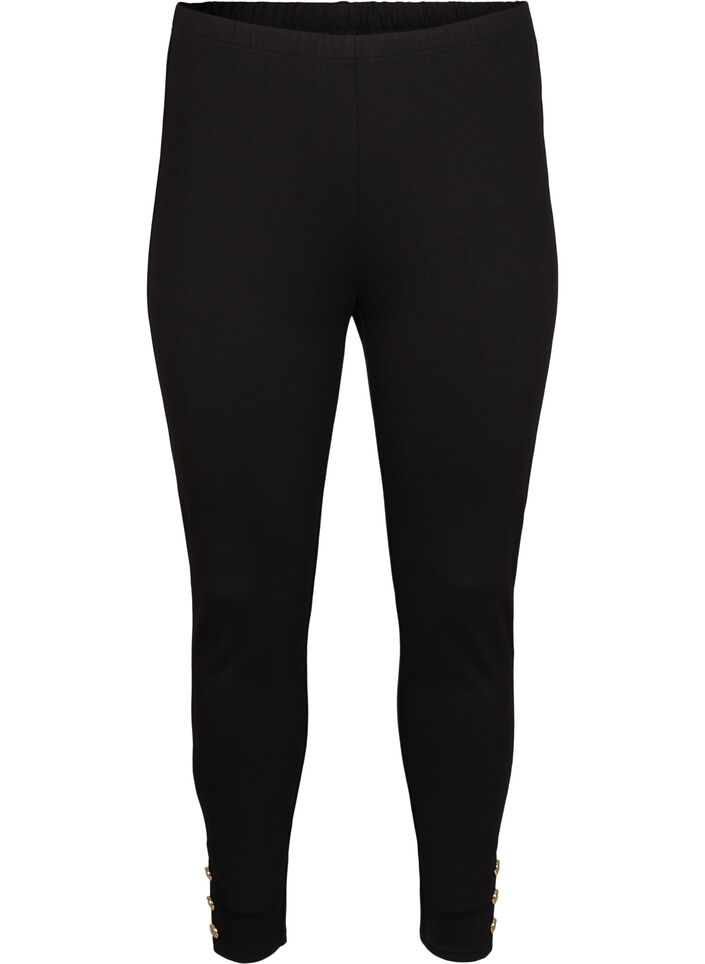 Viscose leggings met knopdetails, Zwart, Packshot image number 0