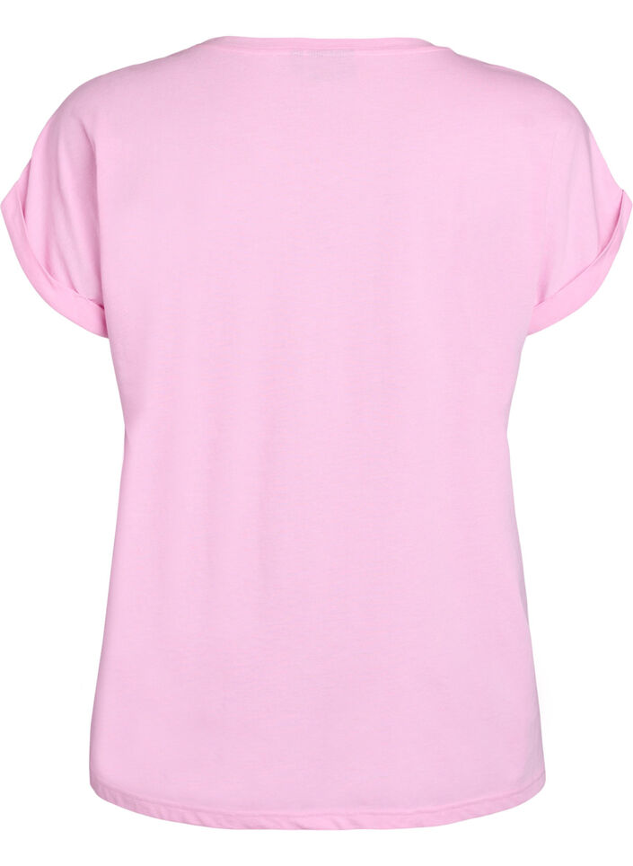 T-shirt met korte mouwen van katoenmix, Roze, Packshot image number 1