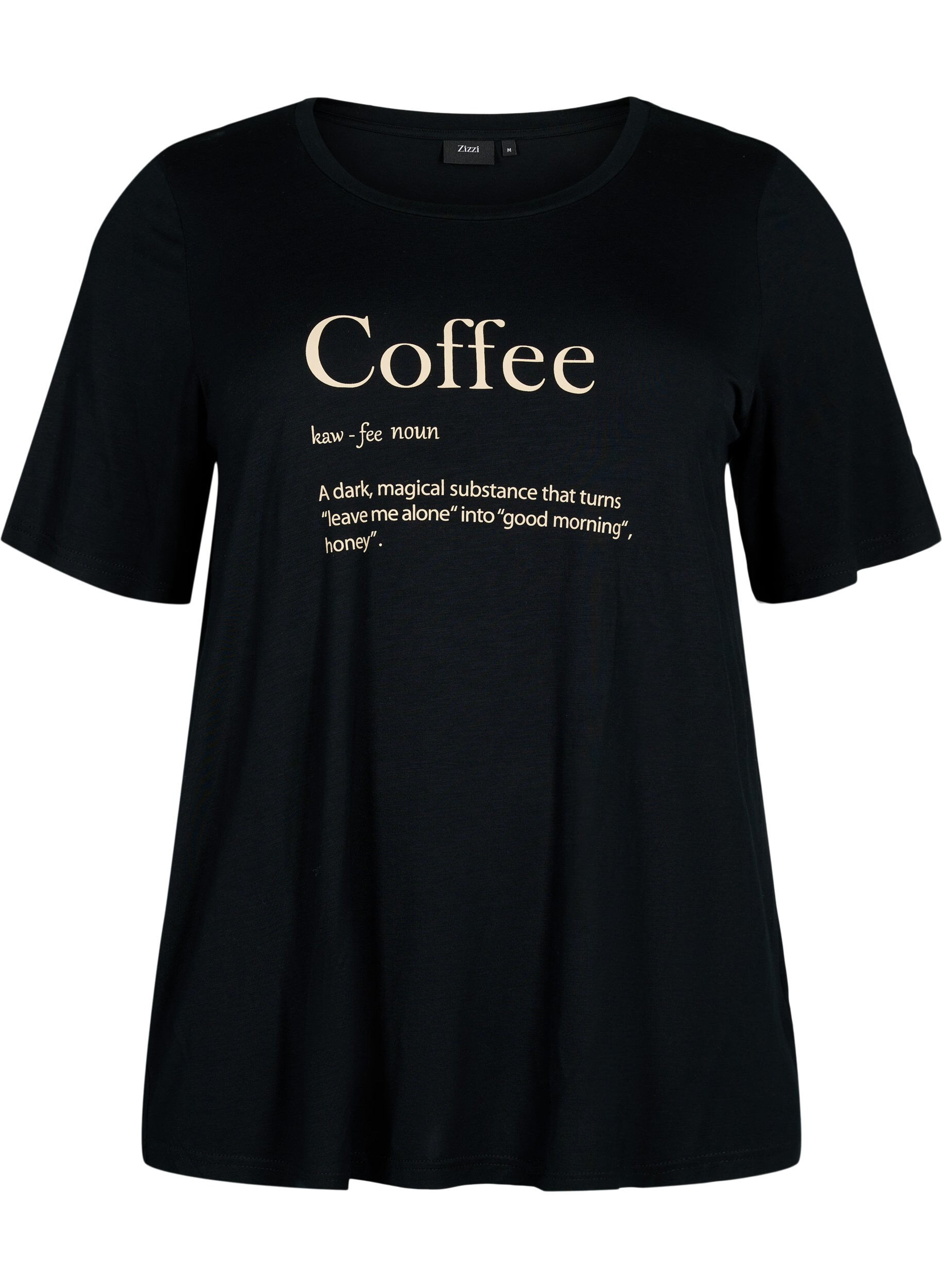 Zizzi Nachtshirt van viscose met korte mouwen, Black Coffee, Packshot image number 0