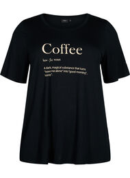 Nachtshirt van viscose met korte mouwen, Black Coffee
