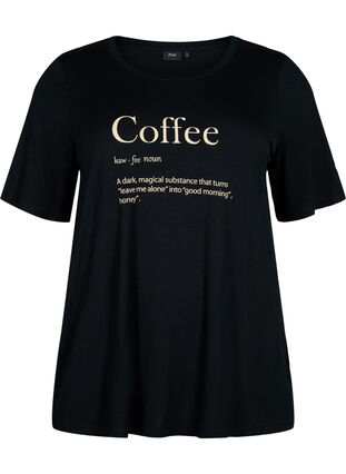 Nachtshirt van viscose met korte mouwen, Black Coffee, Packshot image number 0