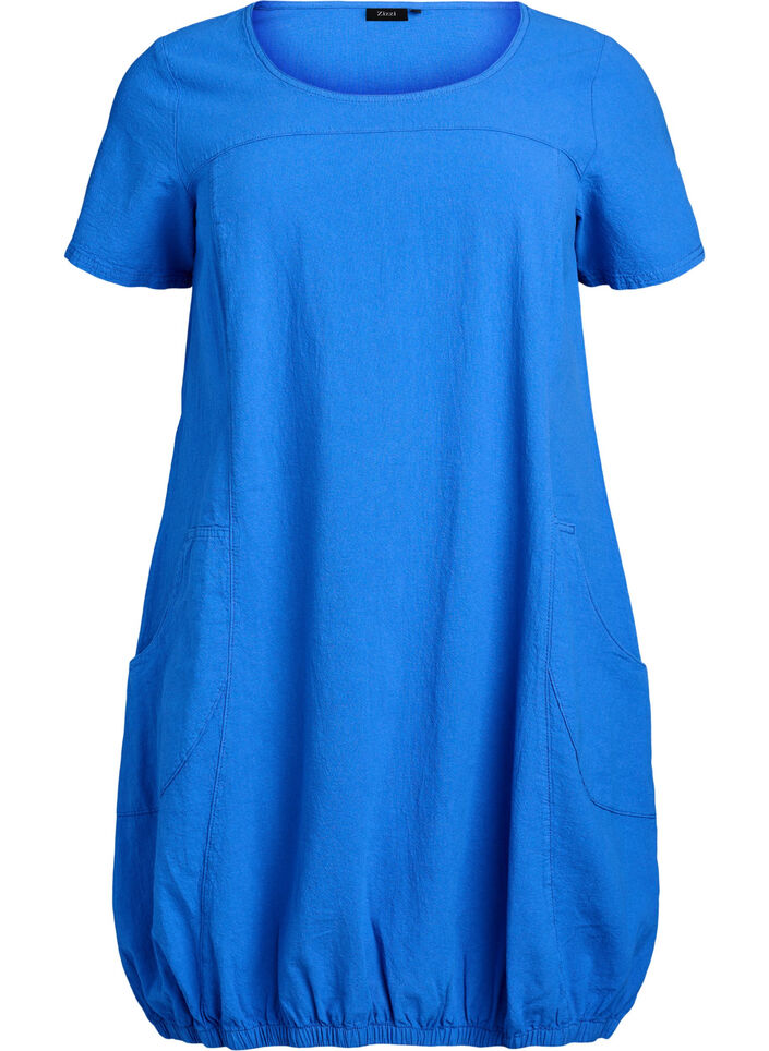 Katoenen jurk met korte mouwen, Blauw, Packshot image number 0