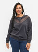 Sweatshirt met ruches en gehaakt detail, Dark Grey, Model image number 0