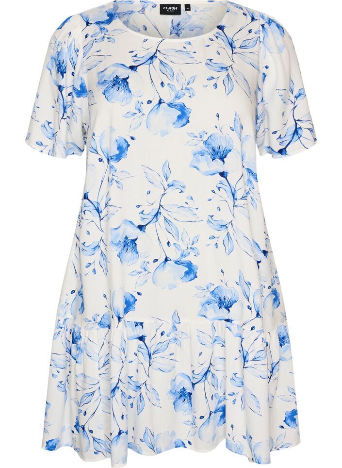 Jurk van viscose met coupenaad, Wit, Packshot image number 0