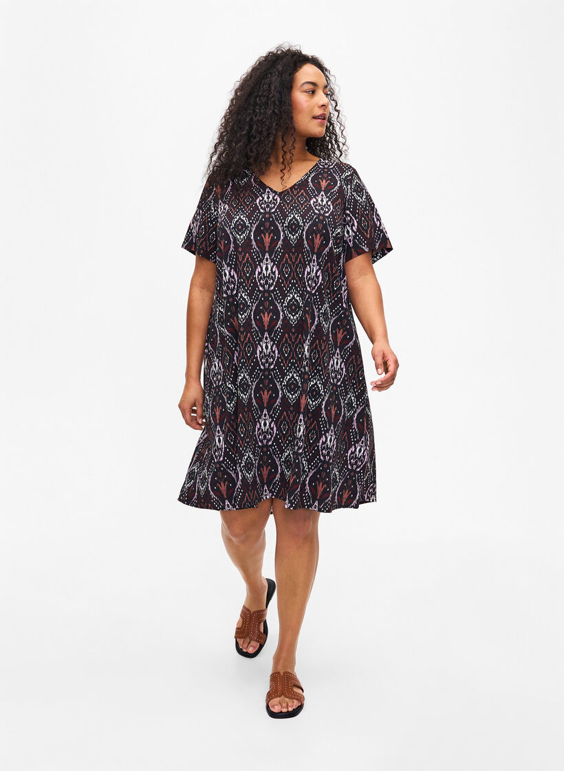 FLASH - Jurk met V-hals en print, Black Rose Ethnic, Model image number 2