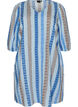 Korte jurk in linnen en viscose met 3/4 mouwen, Blauw, Packshot image number 0