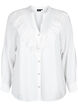 Viscose overhemdblouse met ruches, Bright White, Packshot image number 0