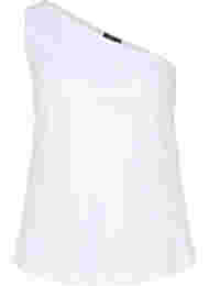 One-shoulder top in katoen, Bright White