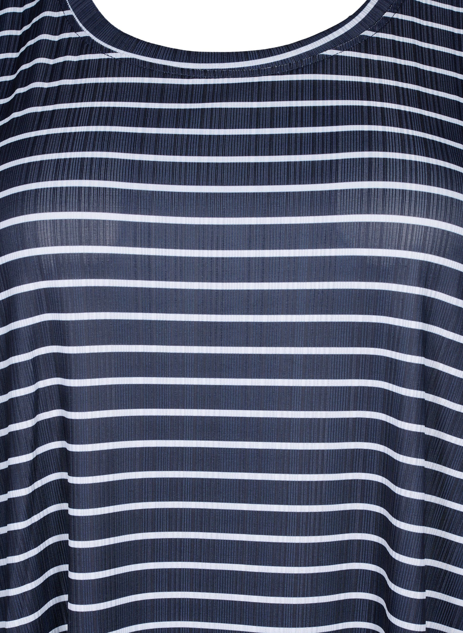 Zizzi FLASH - Gestreepte jurk met korte mouwen, Night S. W. Stripe, Packshot image number 2