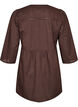 Katoenen tuniek met V-hals en crochet detail, Bruin, Packshot image number 1
