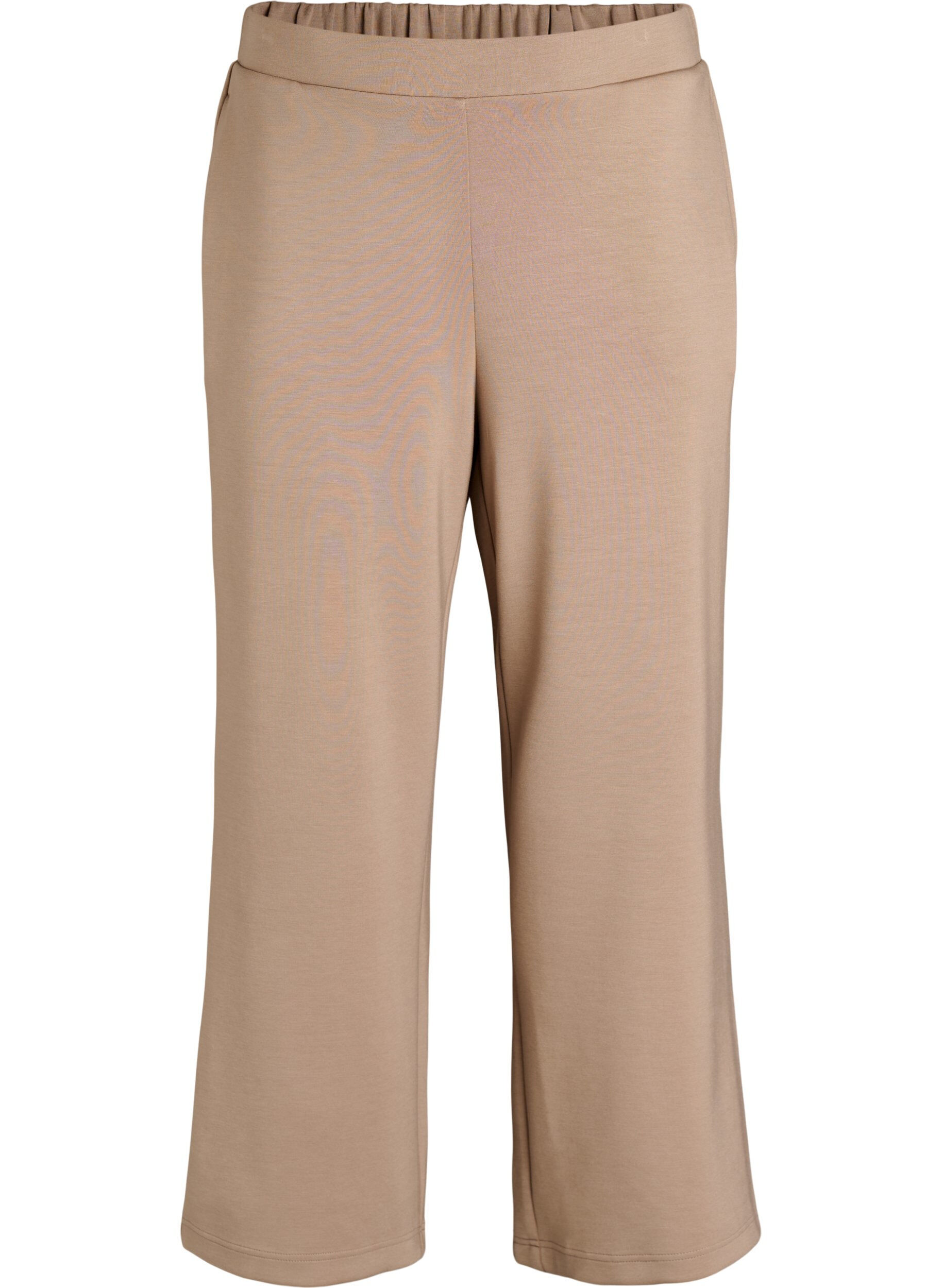 Zizzi High-waist loungebroek met rechte pijpen, Beige, Packshot image number 0