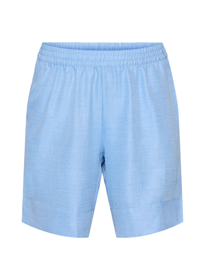 Korte broek met zakken en hoge taille, Blauw, Packshot image number 0