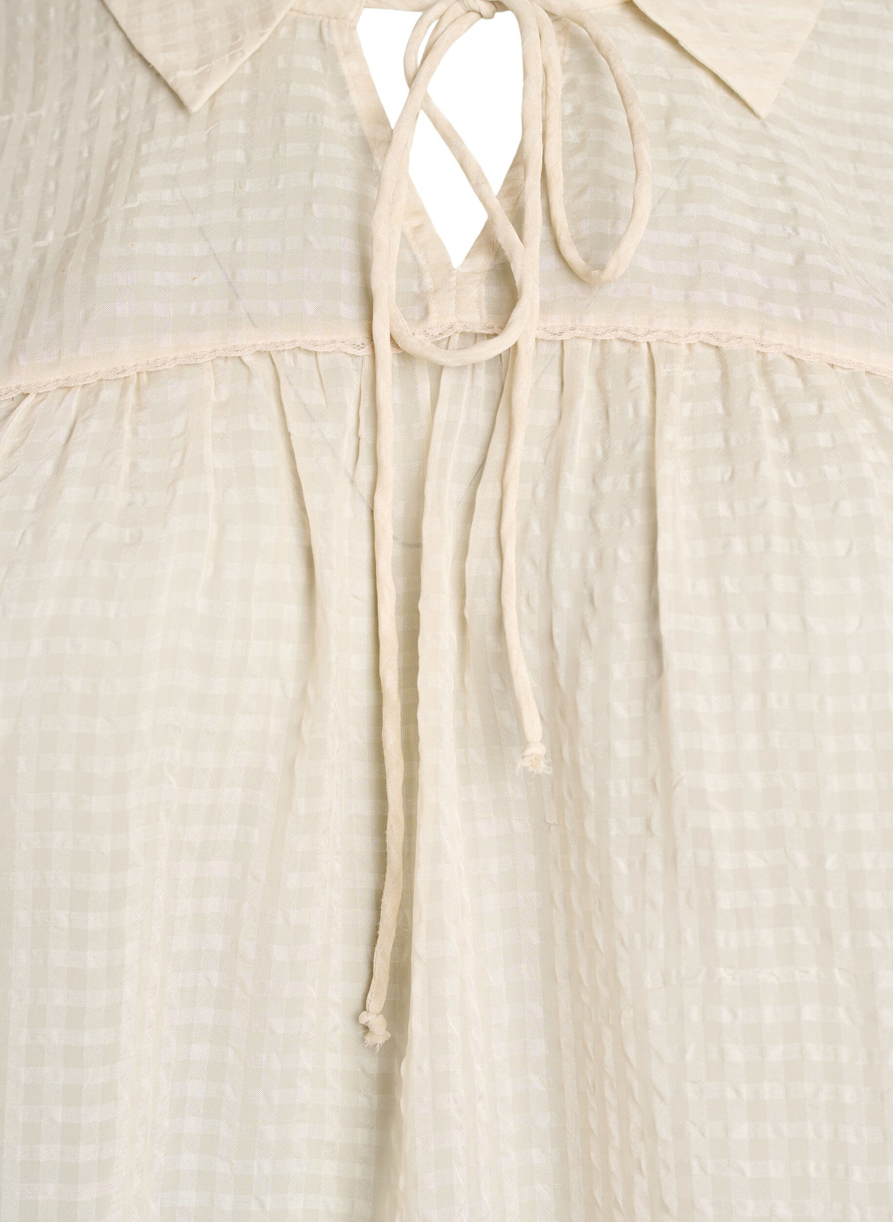 ZizziBlouse in seersucker met strikkoord, Beige, Packshot image number 2