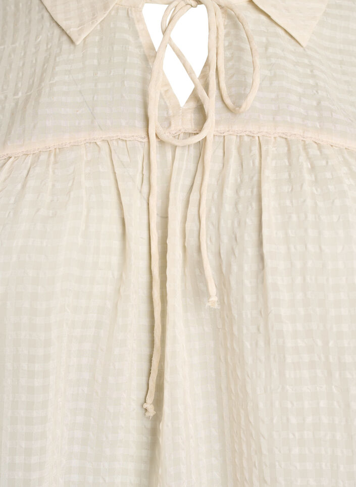 Blouse in seersucker met strikkoord, Beige, Packshot image number 2