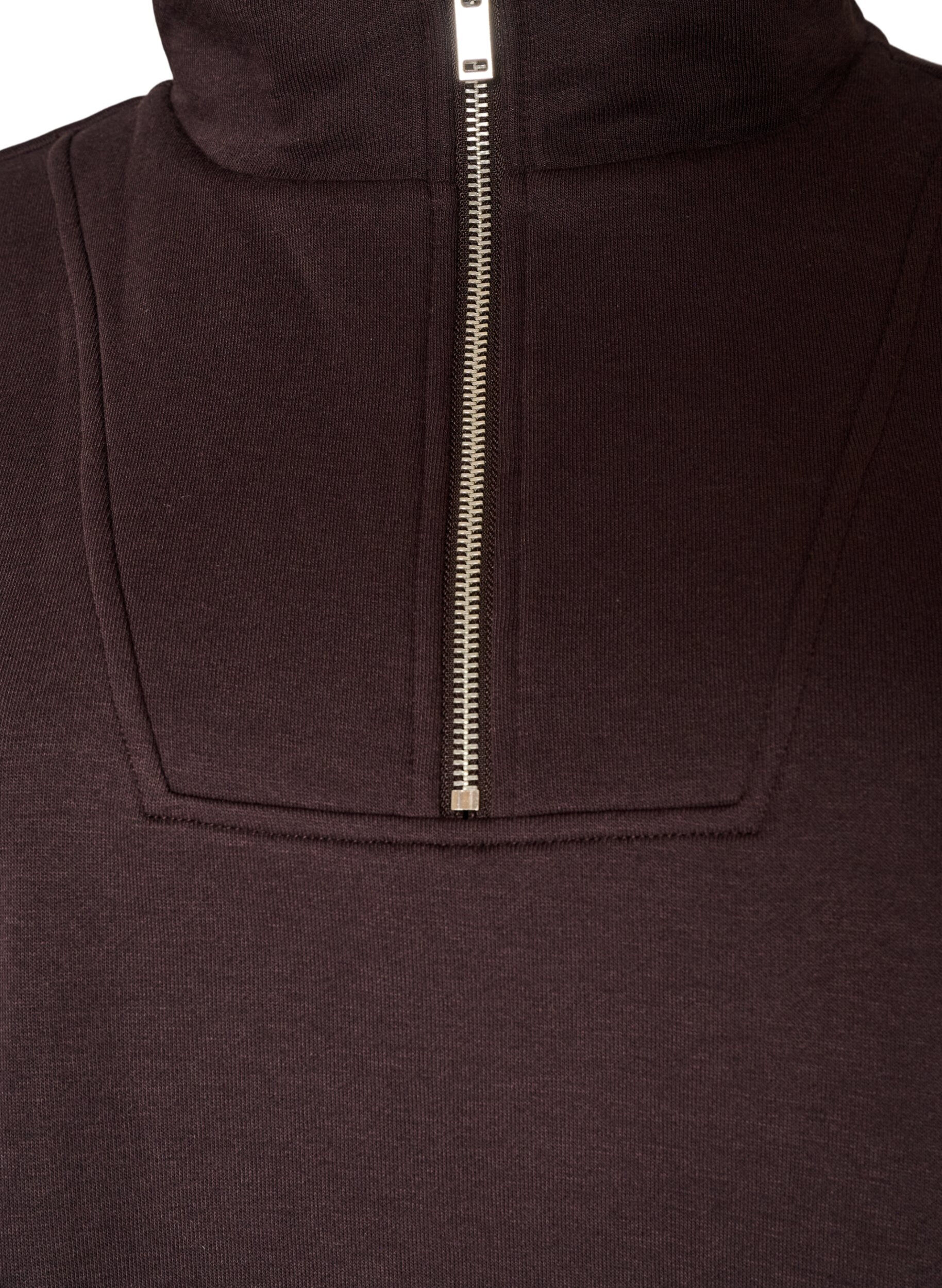 ZizziSweatshirt met hoge kraag en ritssluiting, Bruin, Packshot image number 2