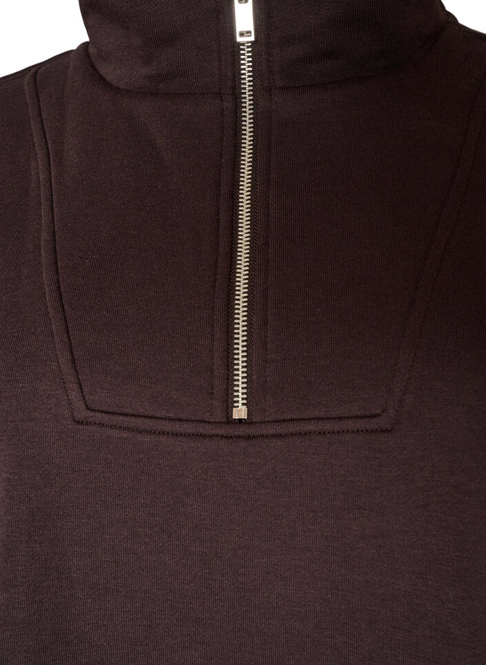 Sweatshirt met hoge kraag en ritssluiting, Bruin, Packshot image number 2
