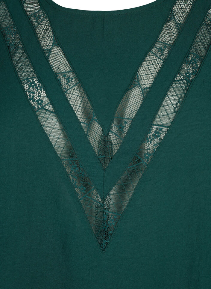 Blouse met lange mouwen en kant, Scarab, Packshot image number 2