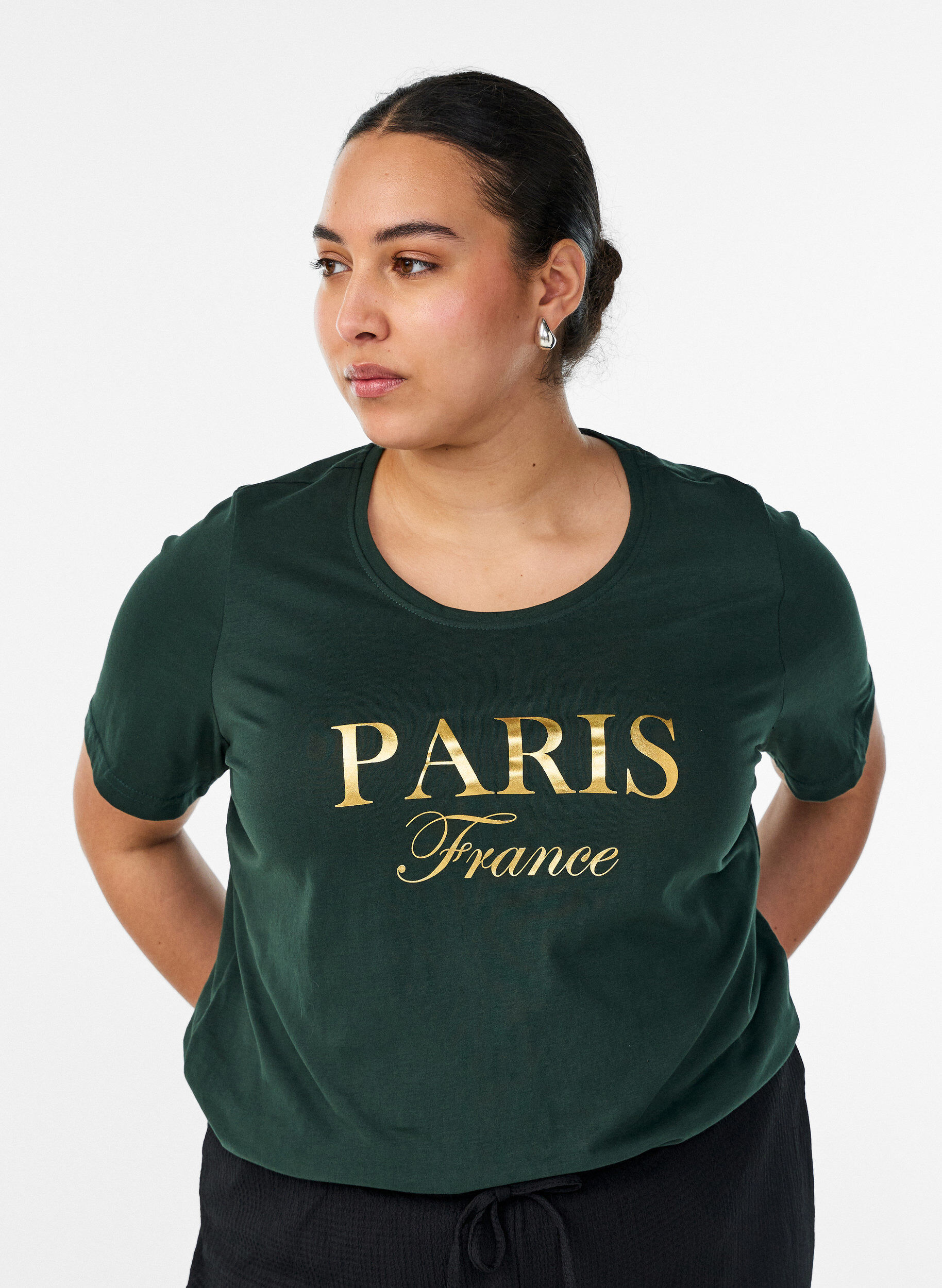 T-shirt met motief, Groen, Model