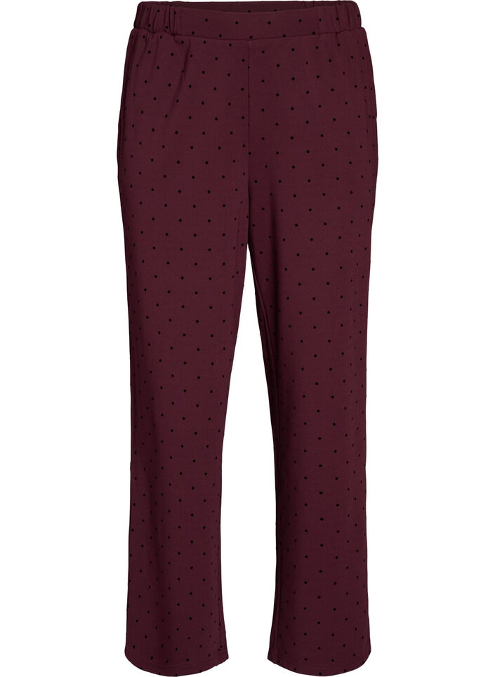 Gespikkelde broek met een high waist en straight-fit pijpen, Rood, Packshot image number 0
