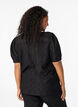 Blouse met korte mouwen en patroon met kant, Black, Model image number 1