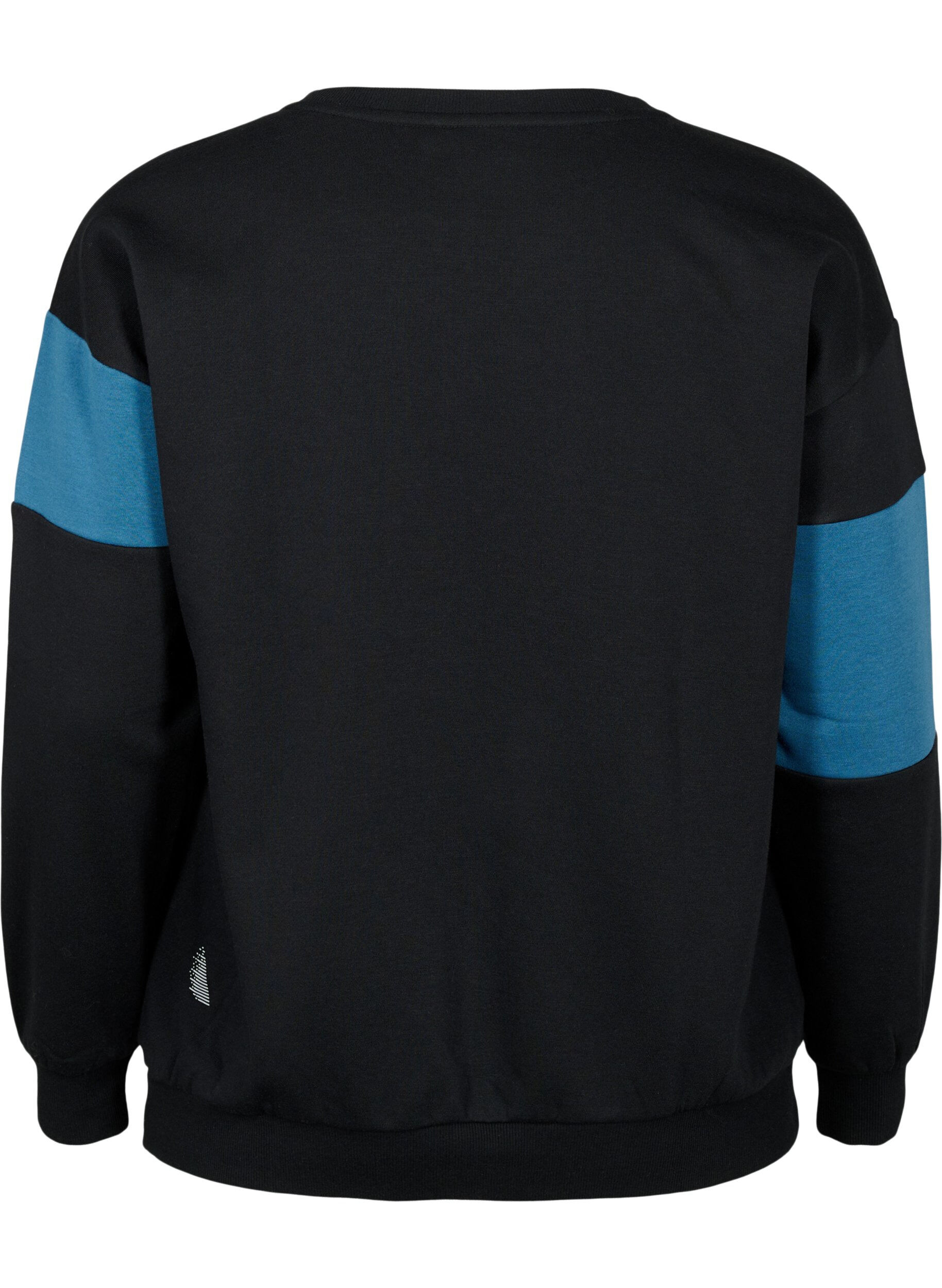 Zizzi Sweatshirt met sportieve print, Black Comb, Packshot image number 1