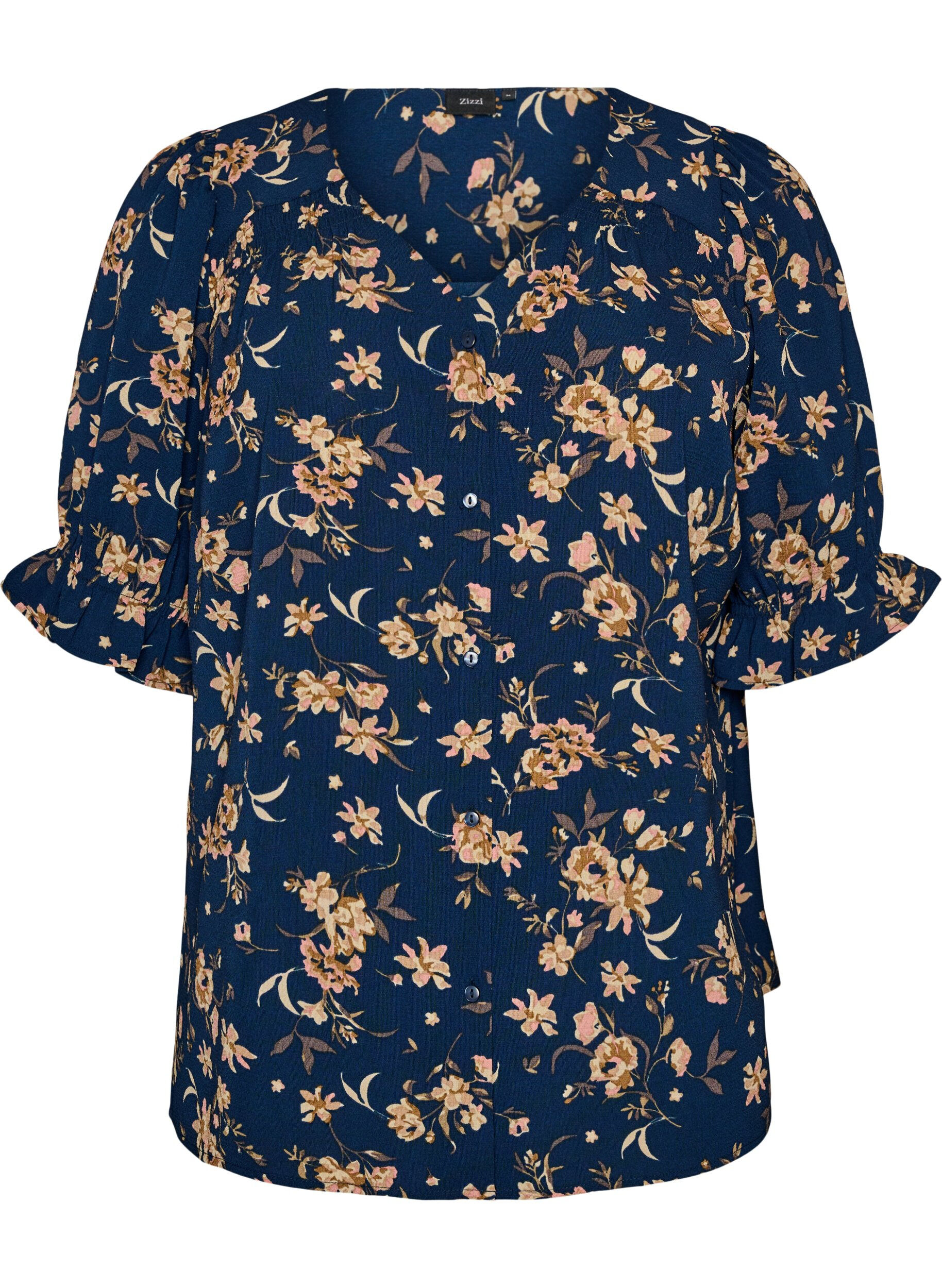 ZizziShirtblouse met 1/2 mouwen, Blauw, Packshot image number 0
